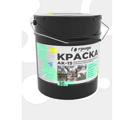 Краска для бетонных полов ГРИДА АК15, акриловая эмаль, белая, 30 кг 2992