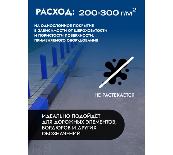 Краска для бордюрного камня ГРИДА износостойкая, синяя, 30 кг НФ-00000321