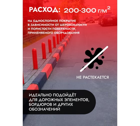 Краска для бордюрного камня ГРИДА износостойкая, красная, 30 кг НФ-00000351
