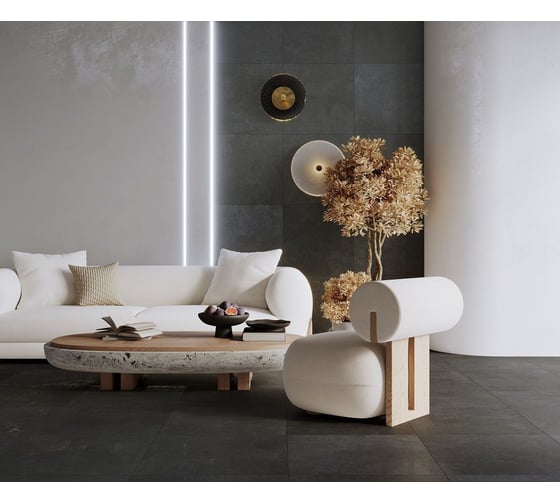 Керамогранит LAPARET techno grafito графитовый 60x119,5 см., матовый карвинг, в упаковке 2,151 м2., (3 шт/упак) х9999297787
