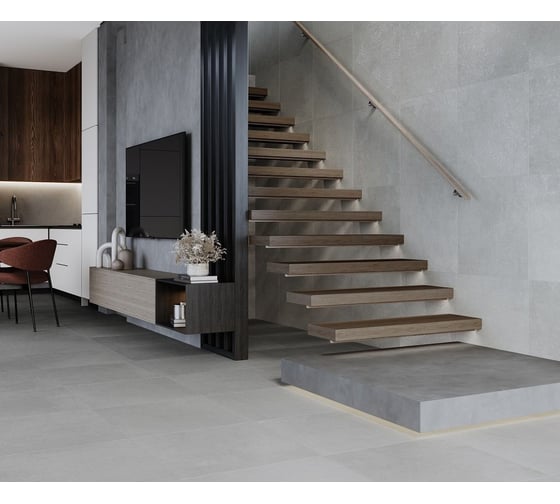 Керамогранит LAPARET techno gris серый 60x60 см., матовый карвинг, в упаковке 1,8 м2., (5 шт/упак) х9999297809