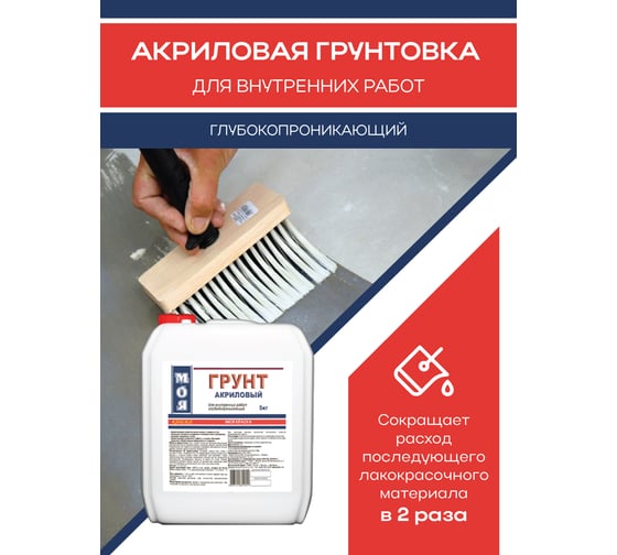 Грунт МОЯ КРАСКА акриловый, для внутренних работ, 5 кг 16114