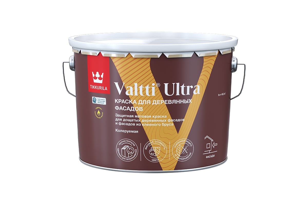 Краска для деревянных фасадов Tikkurila VALTTI ULTRA C мат 9л 700014133 -  выгодная цена, отзывы, характеристики, фото - купить в Москве и РФ