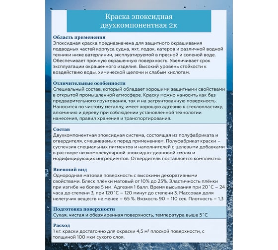 Краска эпоксидная двухкомпонентная POLIMER MARINE 2к серая 1 кг 1КЭср