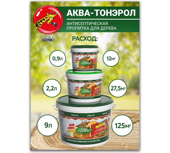Пропитка POLI-R АКВА-Тонэрол белый, 2.2 л 20120