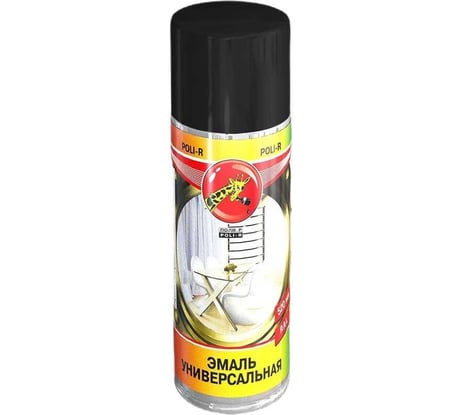 Универсальная эмаль Poli-R черная RAL9005, аэрозоль, 520 мл 15703