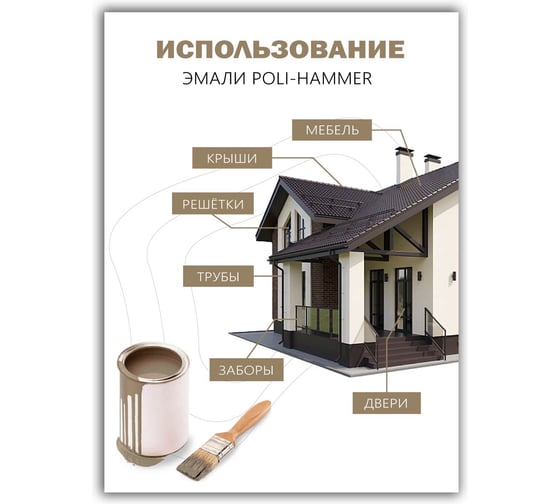 Эмаль Poli-R POLI - HAMMER текстурная, бронзовая (1302), 0.25 л 14348