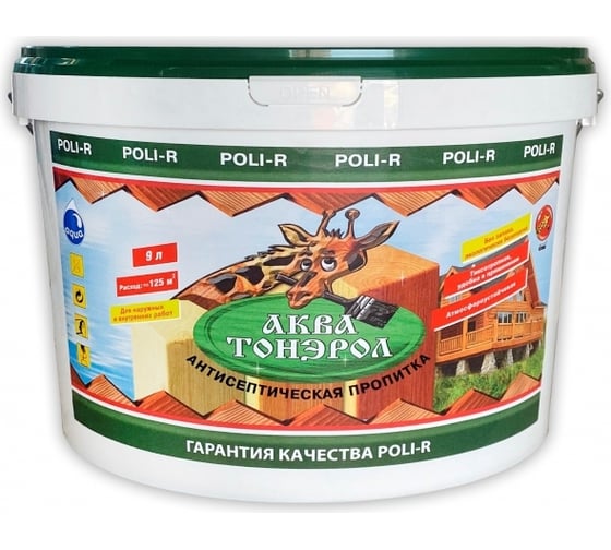 Пропитка POLI-R АКВА-Тонэрол канадский клен, 9 л 20109 1