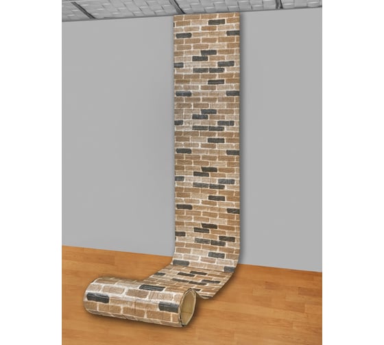 Мягкая самоклеящаяся 3d панель LAKO рулон "кирпичная кладка 19" 70x600 см, толщина 6 мм LKD-16-05-FC09-RU