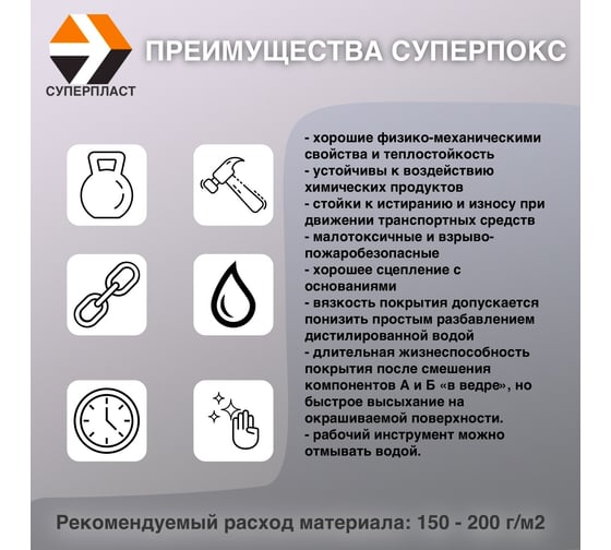 Эпоксидное износостойкое покрытие Суперпласт Суперпокс цвет серый 4687203677855