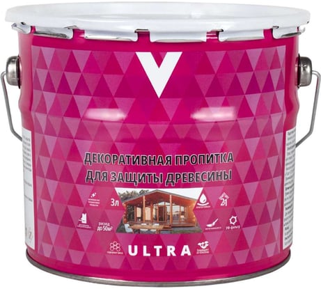 Декоративная пропитка V Ultra белая, 3 л 262212