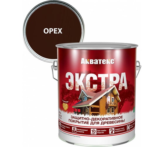 Защитно-декоративное покрытие для дерева АКВАТЕКС ЭКСТРА полуглянцевое, орех, 2.7 л 259745