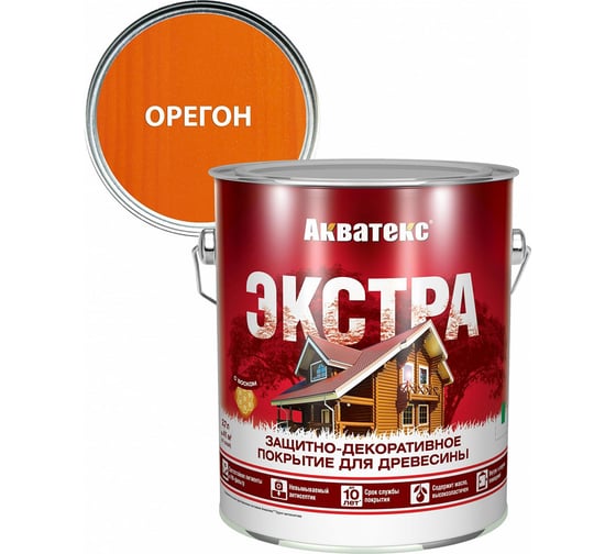 Защитно-декоративное покрытие для дерева АКВАТЕКС ЭКСТРА полуглянцевое, орегон, 2.7 л 259744