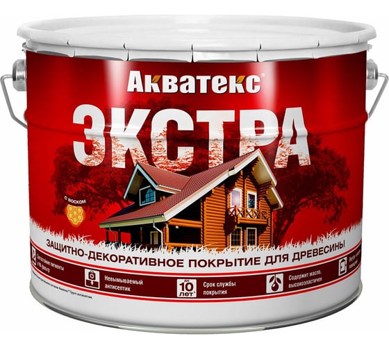 Защитно-декоративное покрытие для дерева АКВАТЕКС ЭКСТРА полуглянцевое, ваниль, 9 л 259780