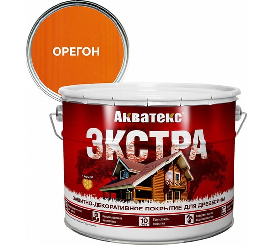 Защитно-декоративное покрытие для дерева АКВАТЕКС ЭКСТРА полуглянцевое, орегон, 9 л 259786