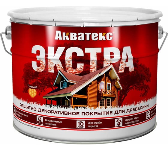 Защитно-декоративное покрытие для дерева АКВАТЕКС ЭКСТРА полуглянцевое, дуб, 9 л 259782
