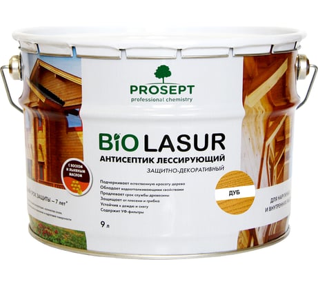 Защитно-декоративный лессирующий антисептик PROSEPT BIO LASUR Дуб 9 л 036-9