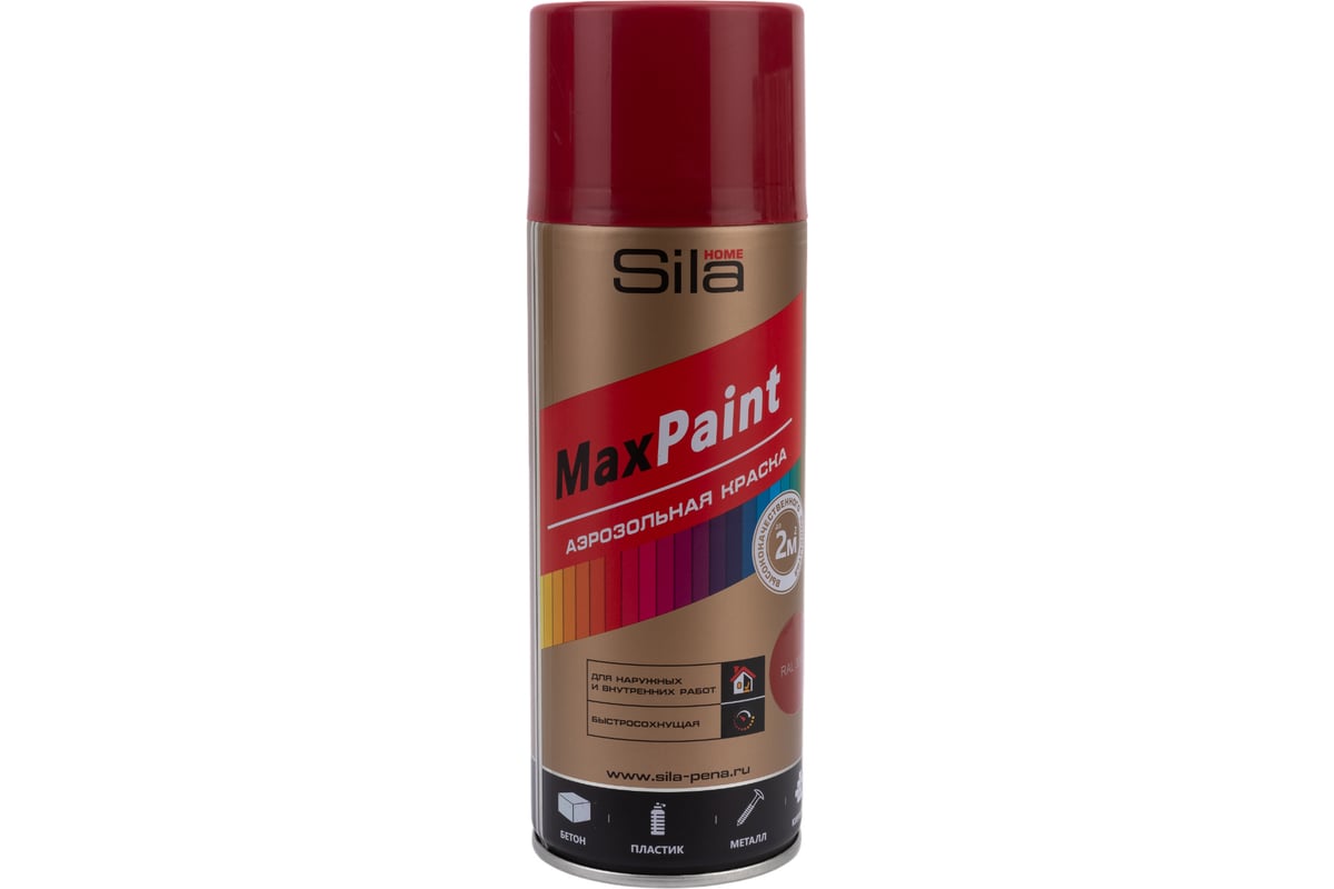 Универсальная аэрозольная эмаль Sila home max paint вишневый ral 3003, 520  мл 00-00004744 SILP3003 - выгодная цена, отзывы, характеристики, фото -  купить в Москве и РФ