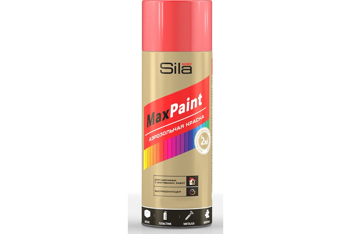 Универсальная аэрозольная эмаль Sila home max paint красный ral 3020, 520  мл 00-00004733 SILP3020 - выгодная цена, отзывы, характеристики, фото -  купить в Москве и РФ