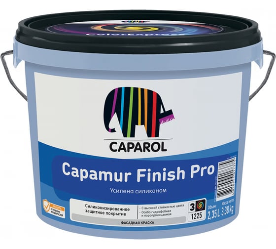Водно-дисперсионная краска для наружных работ Caparol CAPAMUR FINISH PRO база 3 (2,35л) 948104683