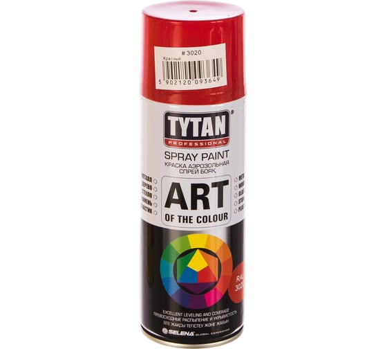Аэрозольная краска Tytan PROFESSIONAL ART OF THE COLOUR RAL3020, красная 400мл 93649 54032