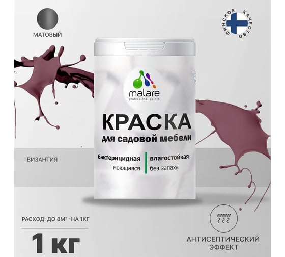 Краска для садовой мебели MALARE с антисептическим эффектом, византия, 1 кг 2038120481223