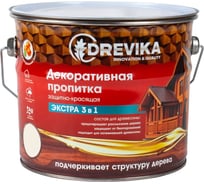 Декоративная пропитка Drevika экстра 3 в 1 махагон, 3 л 255394