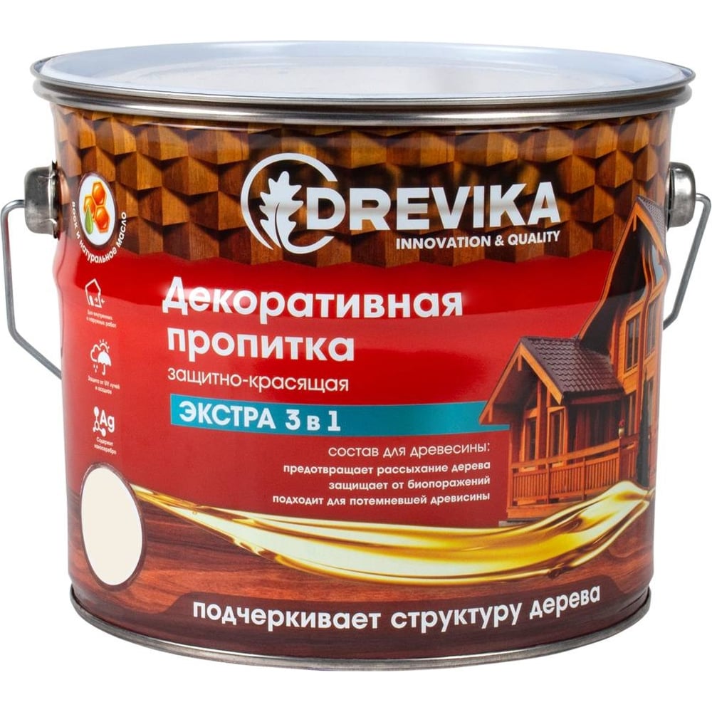 Декоративная пропитка Drevika экстра 3 в 1 орегон, 3 л 255367 ...