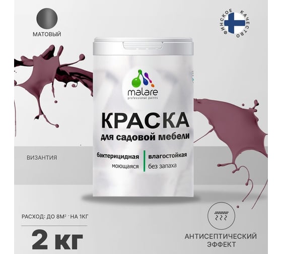 Краска для садовой мебели MALARE с антисептическим эффектом, византия, 2 кг 2038120481285