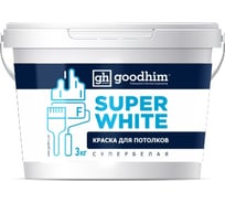 Краска для потолков, F стандарт, супербелая - 3кг, готовый раствор Goodhim 89243