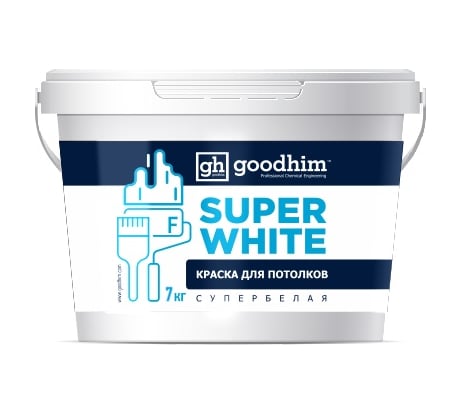 Краска для потолков, F стандарт, супербелая - 7кг, готовый раствор Goodhim 89250
