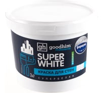 Краска для стен, F+ стандарт, супербелая - 3кг, готовый раствор Goodhim 89199