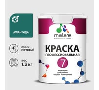 Краска для стен, потолков и обоев MALARE Евро 7, атлантида, 1 л 2038063680608 КЕВРО7АТЛМ0130