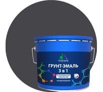 Грунт-эмаль MALARE 3 в 1 по ржавчине, акриловая, графитово-серый (темный), глянцевая, 10 кг 2038218669687