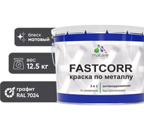 Краска по металлу MALARE FastCorr, краска по ржавчине, антикоррозийная, быстросохнущая, RAL 7024, графитово-серый(темный), матовая, 12,5 кг 2037892762769