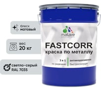 Краска по металлу MALARE FastCorr, краска по ржавчине, антикоррозийная, быстросохнущая, RAL 7035, светло-серый, матовая, 20 кг 2037892763094