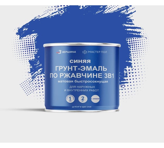 Грунт-эмаль Grom по металлу и ржавчине 3 в 1 синяя 2кг 70845