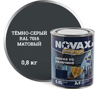 Грунт-эмаль Goodhim NOVAX 3в1 темно-серый RAL 7016, матовая, 0,8 кг 10847