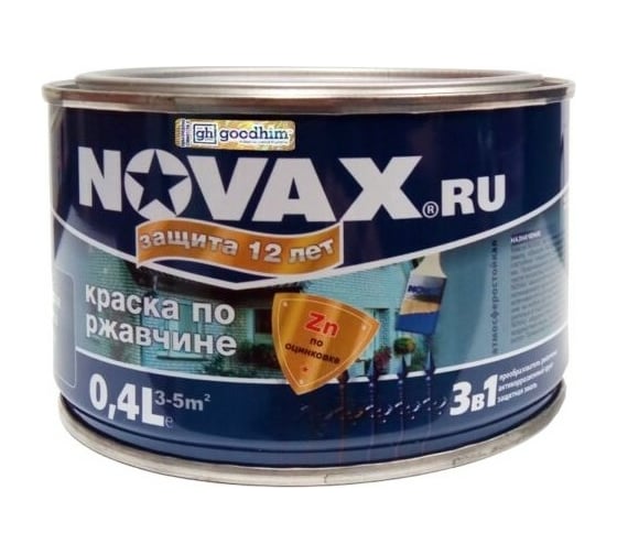 Грунт-эмаль Goodhim NOVAX 3в1 темно-серый RAL 7016, глянцевая, 0,4 кг 10625