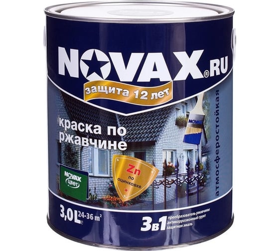 Грунт-эмаль Goodhim NOVAX 3в1 бирюзовый RAL 5021, глянцевая, 2,8 кг 39771