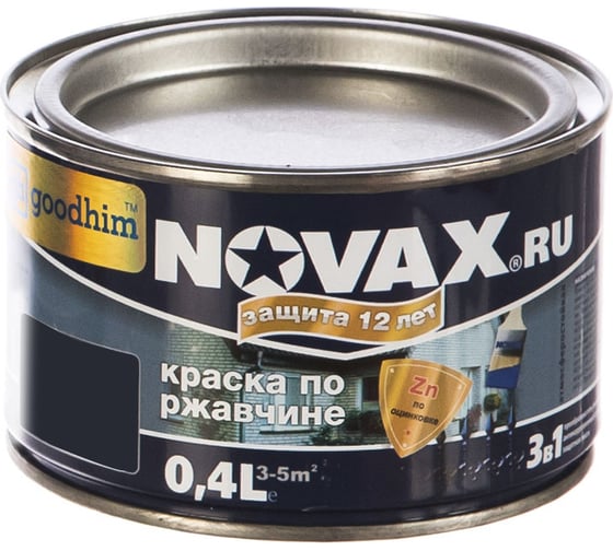 Грунт-эмаль Goodhim NOVAX 3в1 темно-зеленый RAL 6026, глянцевая, 0,4 кг 10649