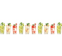 Кухонный фартук ПанельПласт фотопечать, лак, "Летние коктейли", 600x3000 мм 076