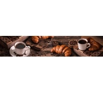 Кухонный фартук ПанельПласт фотопечать, лак, "Кофе с круассаном", 600x3000 мм 601