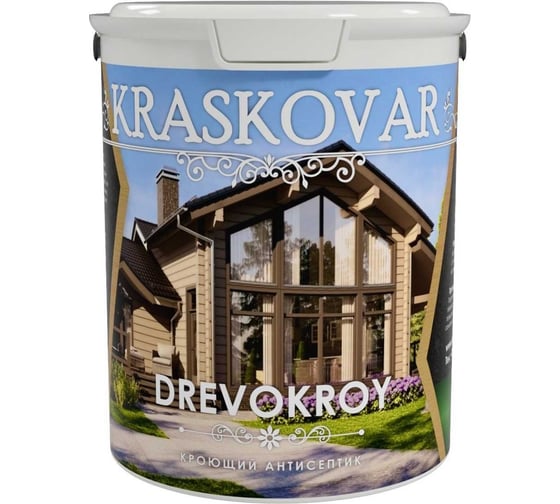 Кроющий антисептик Kraskovar Drevokroy, база С, 0.9 л 1085