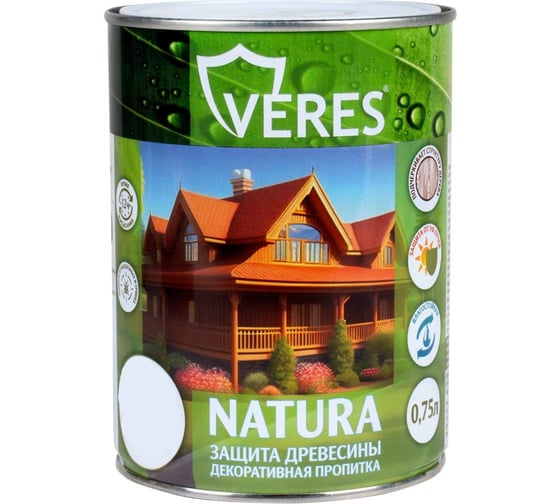 Декоративная пропитка для дерева VERES Natura полуматовая, 0.75 л, калужница 262279