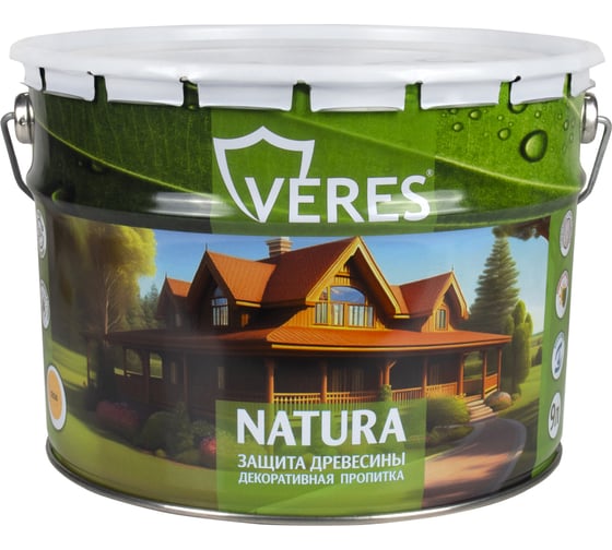 Декоративная пропитка для дерева VERES Natura полуматовая, 9 л, сосна 262299