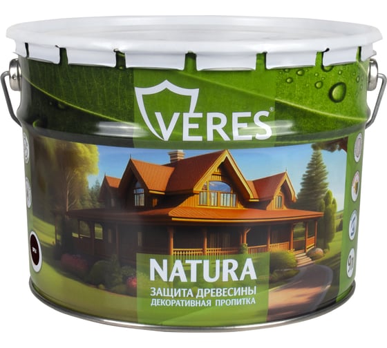 Декоративная пропитка для дерева VERES Natura полуматовая, 9 л, орех 262290
