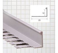 Профиль для плитки алюминиевый Г-обр. ООО ЭлитПроф АКГ 12, длина 2,7м серебро/мат. АКГ 12 АС