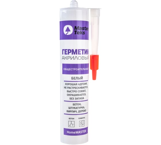 Общестроительный герметик MASTERTEKS HOMEMASTER акрил. 260 мл белый 12 53364