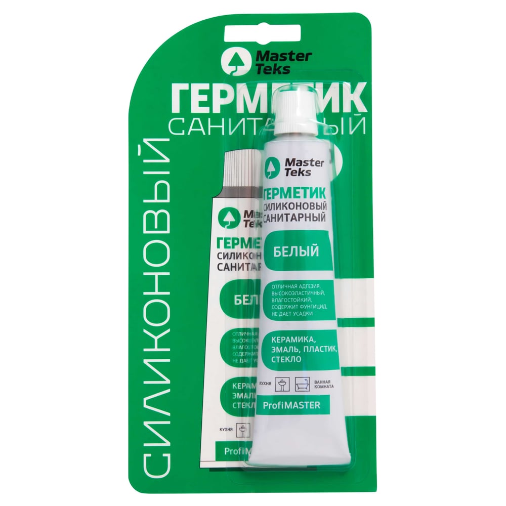 Санитарный герметик MASTERTEKS PROFMASTER силикон. 80 мл белый 40 53377 ...